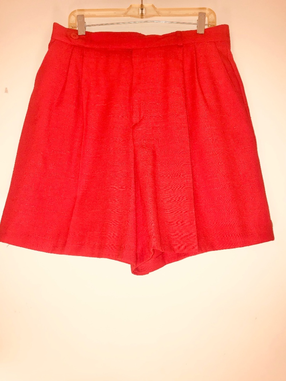 Vintage Samantha Sportswear Red High Waist Pleated Shorts 16 Plus Retro 80s 90s
